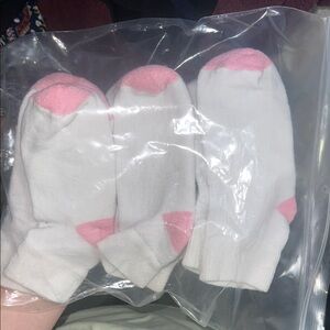 White and Pink Kid's Socks